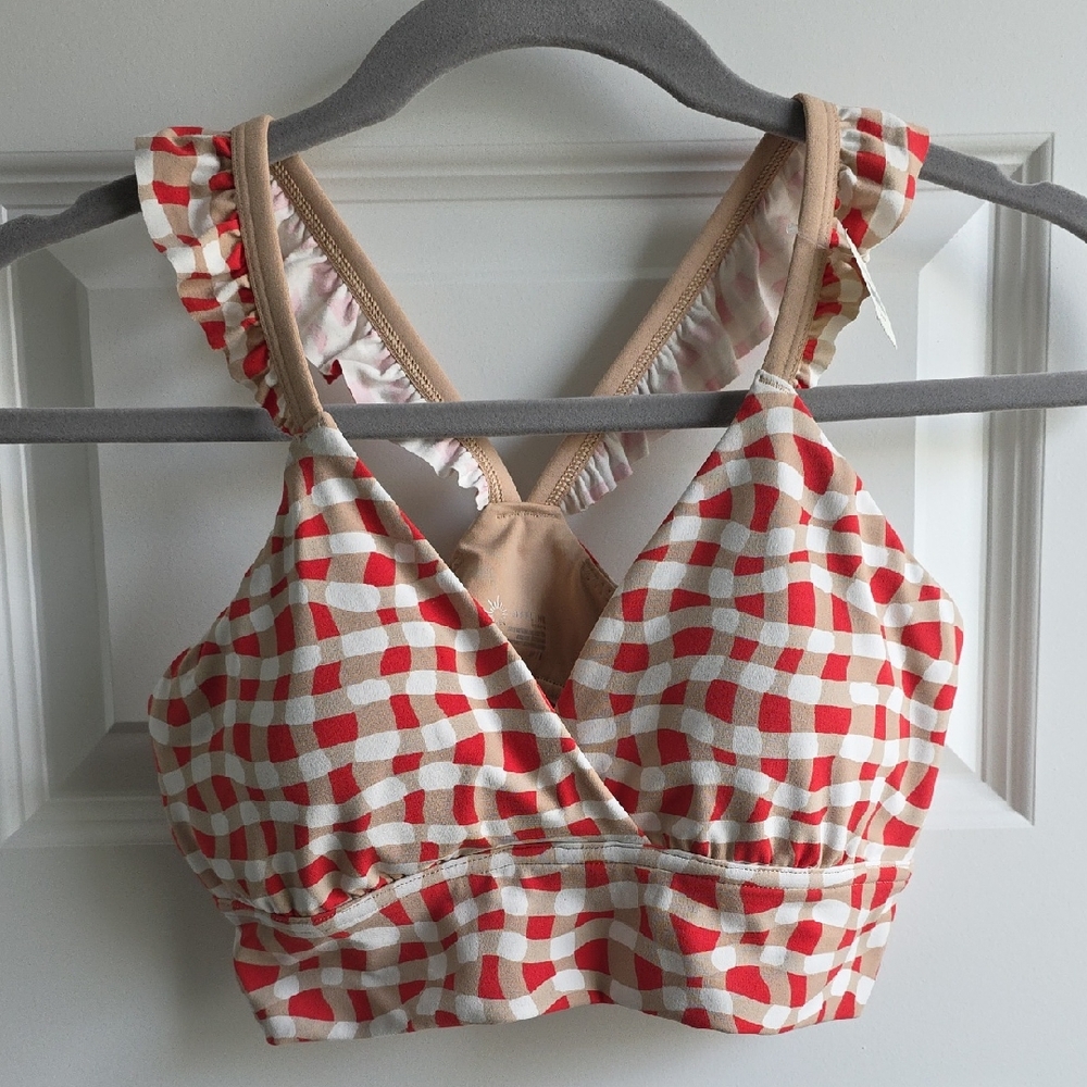 Aerie Offline Red and White Checkered Sport Top  Size Medium #59
